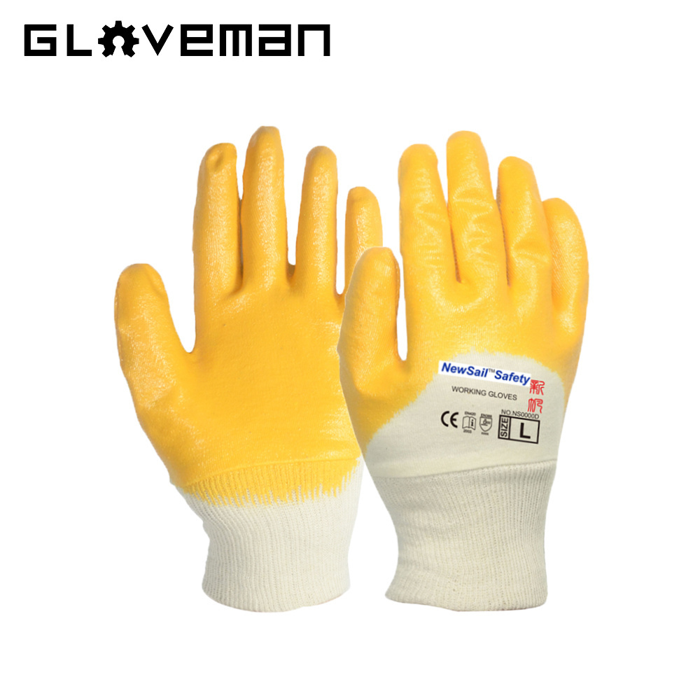 GLOVEMAN oil resistant nitrile coated gardening Oilfield industry construction safety work Cotton Knitting garden dipping gloves