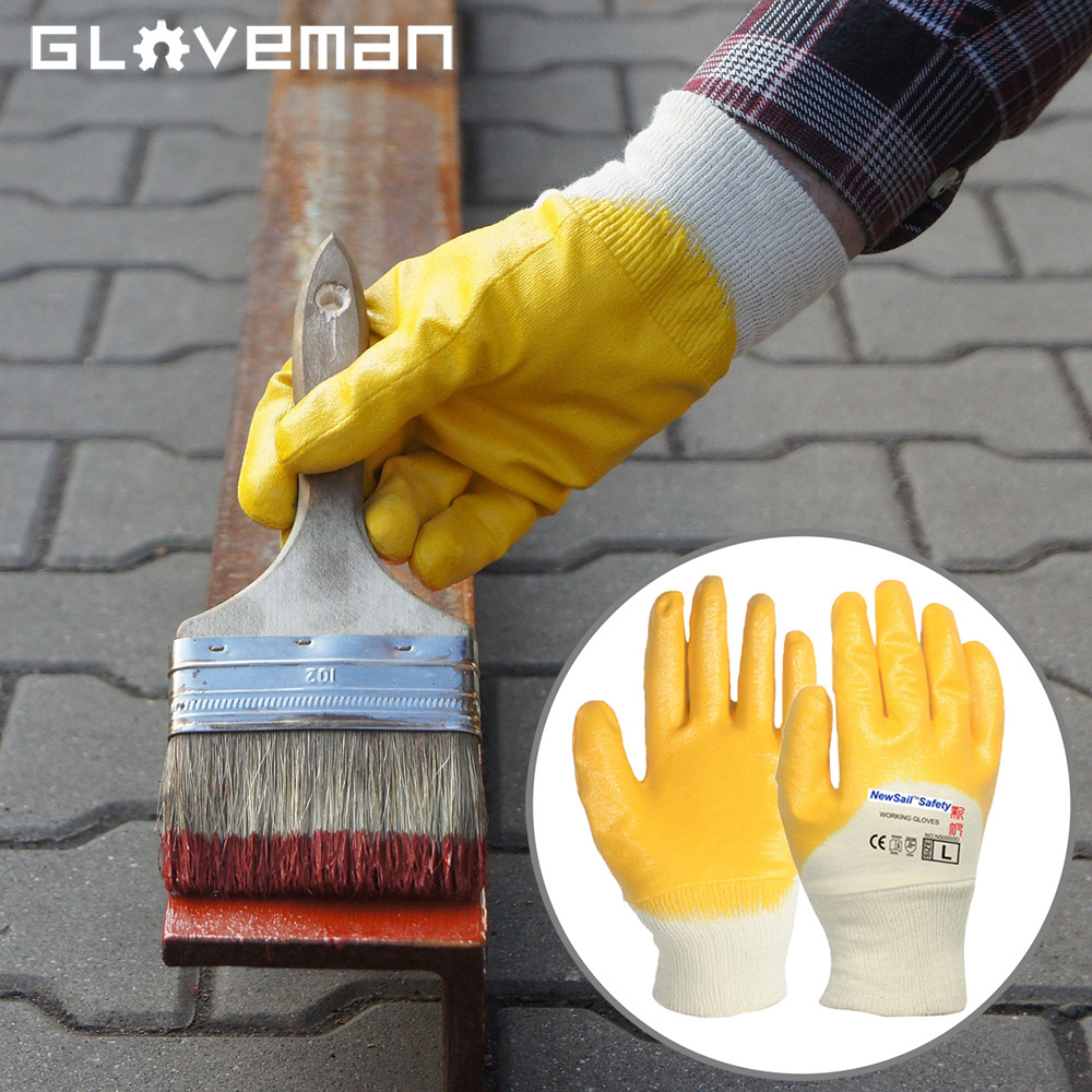 GLOVEMAN oil resistant nitrile coated gardening Oilfield industry construction safety work Cotton Knitting garden dipping gloves