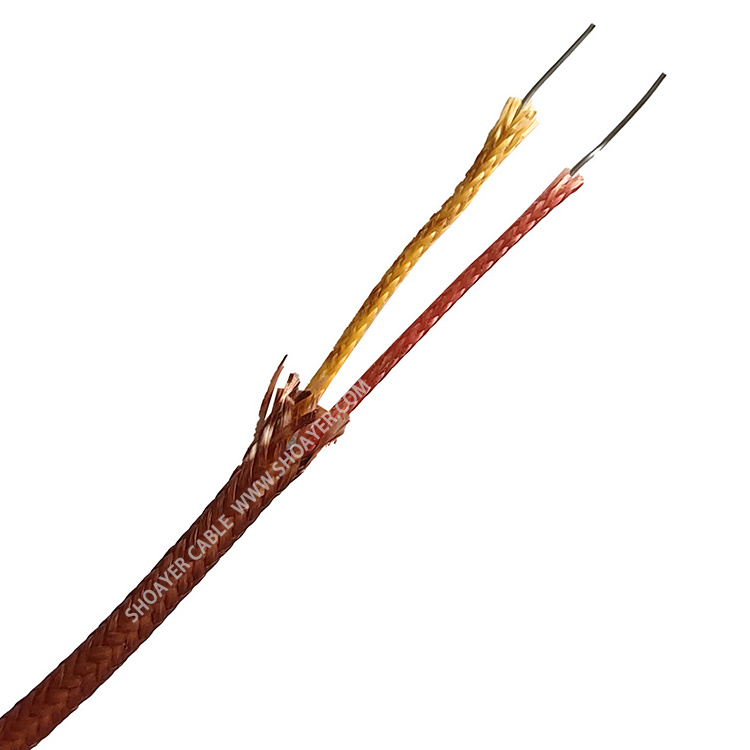 SYS K 2*28AWG 1/0.32NiCr(+)NiAl(-) Fiberglass Extension K Type Thermocouple 2 Wire