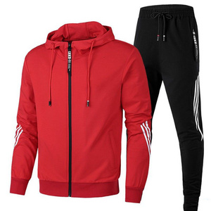 Custom Men  Stripes Training Set Zipper Jacket Gym Blank Breathable Sweatsuit Jogging Sportswear Men Tracksuits For Men