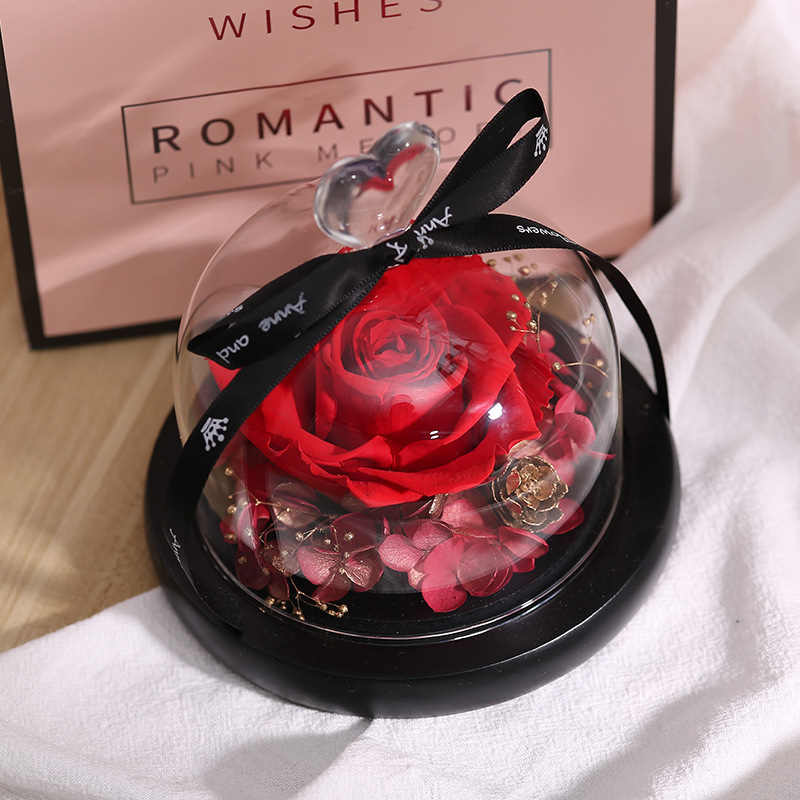 Wholesale Real Touch Rosas Eternas Preservadas Fresh Flower Eternal Preserved Rose In Glass Dome Valentines Day Gifts