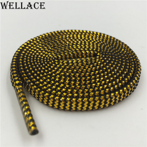 Wellace Cool glitter shoe laces fun flat sparkle replacement dual tone shoelaces Metallic Yarn gold silver bootlaces 125cm/49"