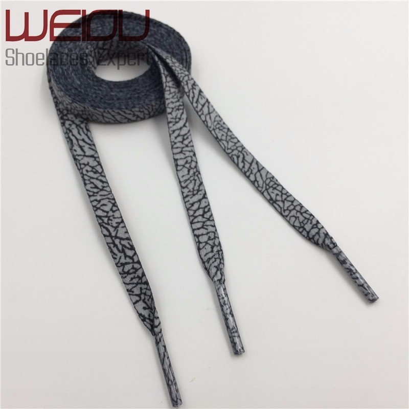 Weiou elephant skin grain printed shoelaces cool shoelace patterns flat printed shoe strings fashion style laces for sneakers