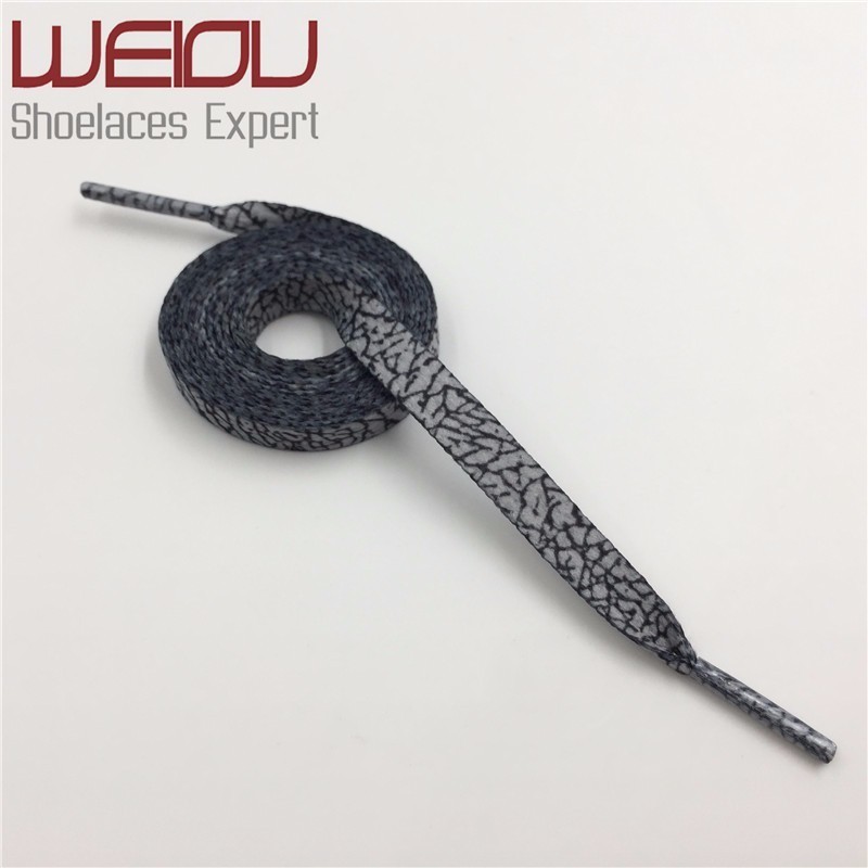 Weiou elephant skin grain printed shoelaces cool shoelace patterns flat printed shoe strings fashion style laces for sneakers