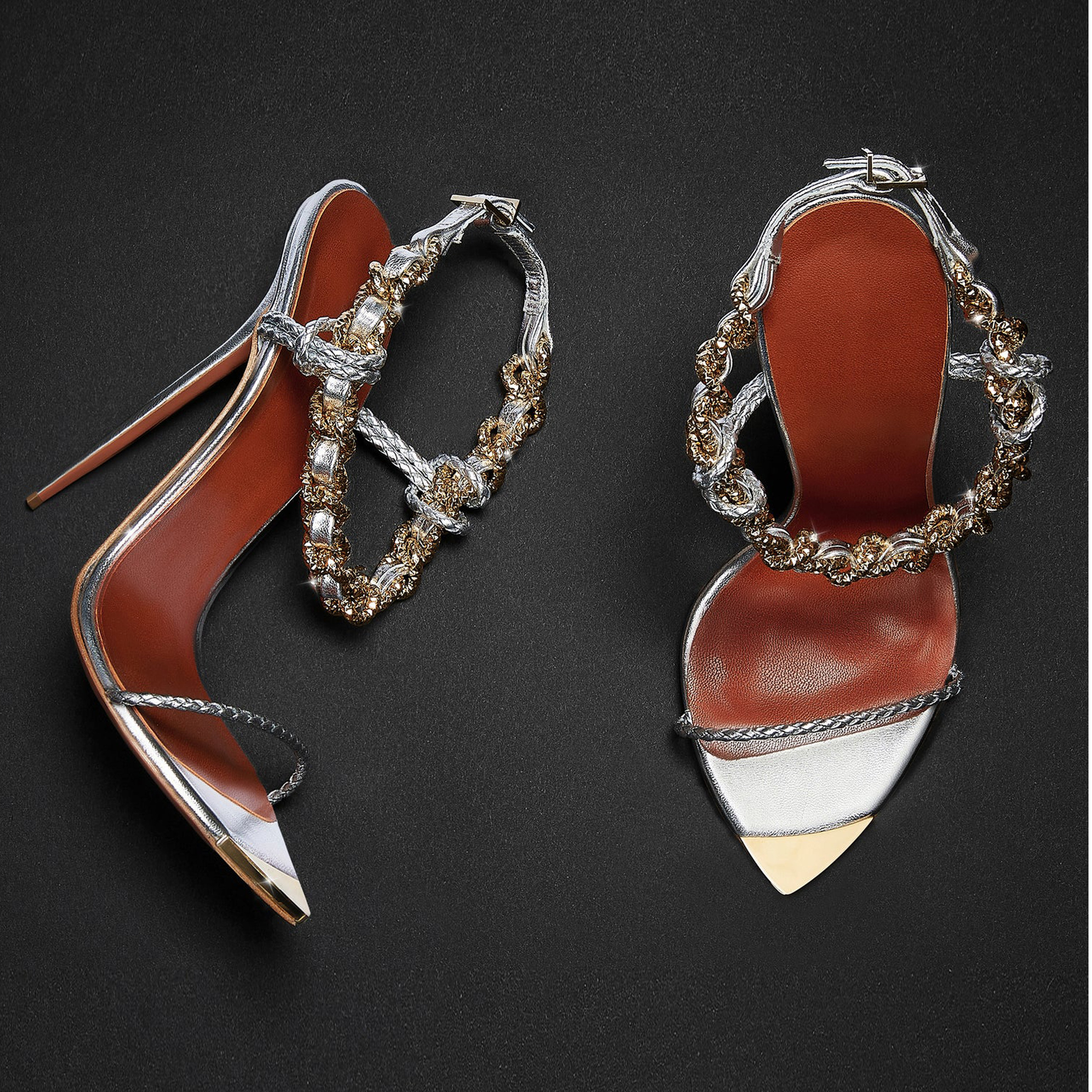 5 Inch Heel Luxury Metallic Color Open Pointed Toe High Heel Shoes Heeled Sandals of Ankle Strap Dress Diamond Sandals