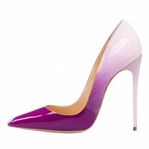 High quality women pump shoes gradient color classic style custom color low MOQ high heels women dress shoes 5 inch heel shoes