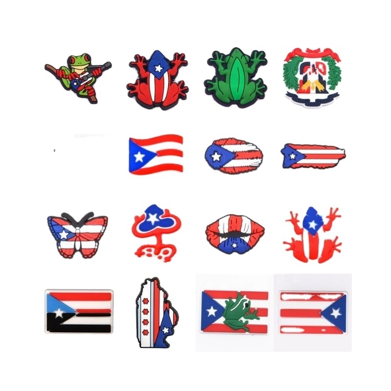 Puerto Rico flag Clog charms for decoration butterfly frog charm fast shipping