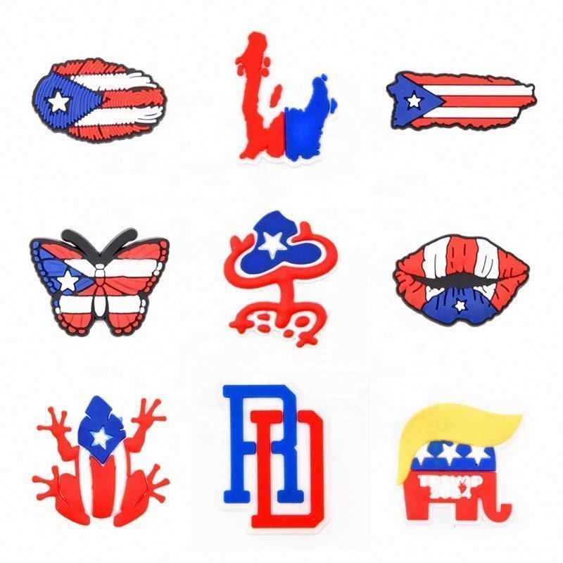 Puerto Rico Flag clog charms for shoe Decoration Shoe Charms for Wholesale Waving Flag Shoe Charms for Gift