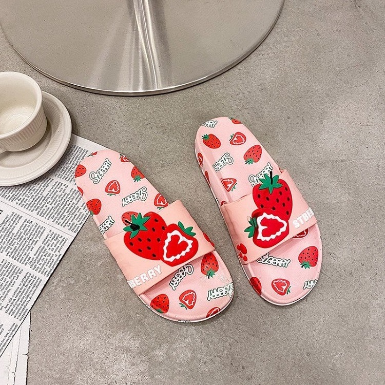 Soft summer indoor slippers women fruit PVC Jelly flat shoes sandals slippers