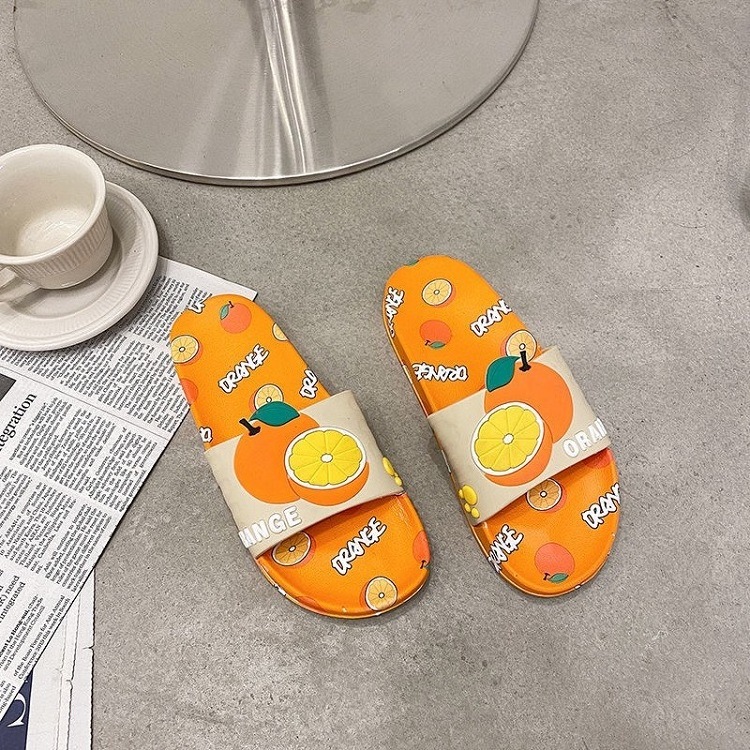 Soft summer indoor slippers women fruit PVC Jelly flat shoes sandals slippers