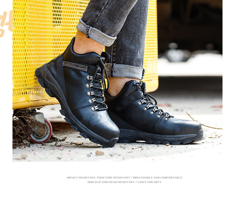 2021 New Style Design Comfortable Breathable leather working safety  steel toe shoes