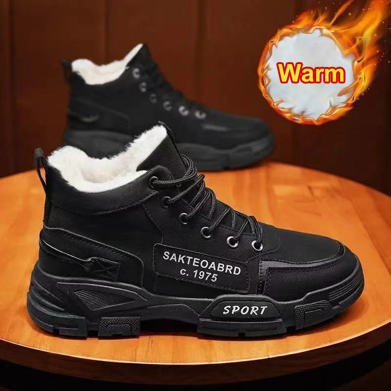 2023 Winter men's walking footwear Men's rubber Snow Boots Warm Working Lace Up Shoes winter snow Boots