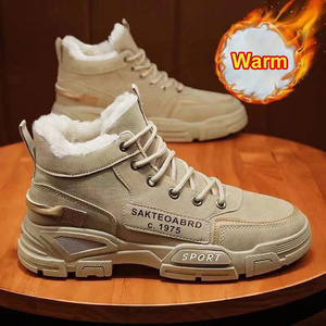 2023 Winter men's walking footwear Men's rubber Snow Boots Warm Working Lace Up Shoes winter snow Boots