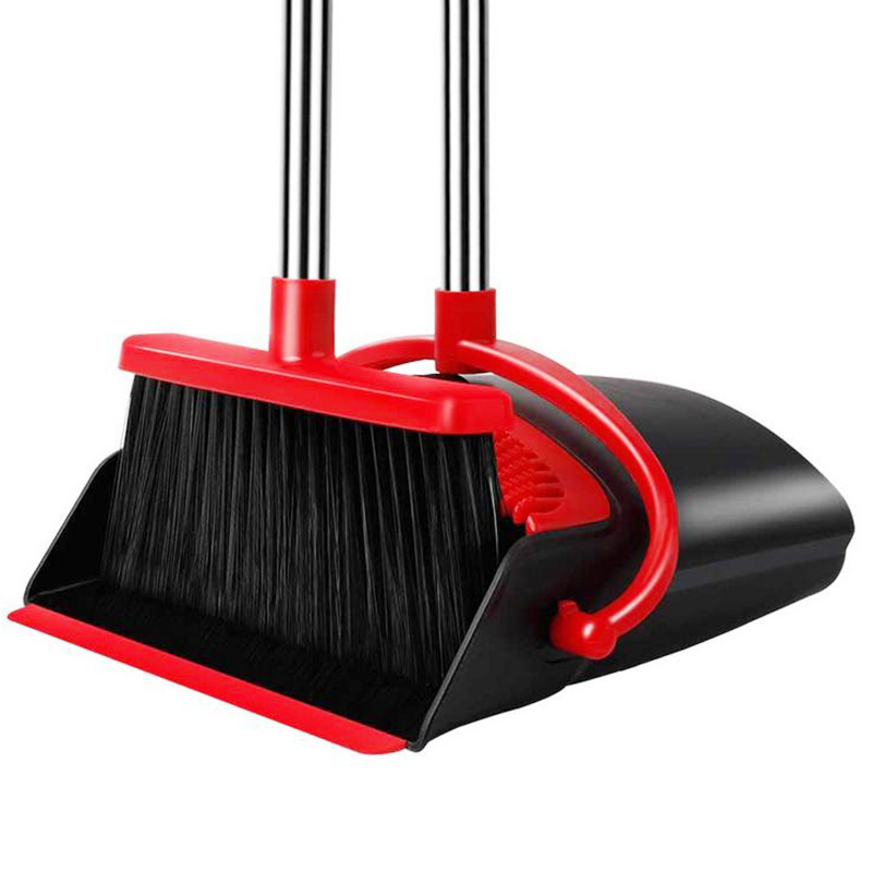 SHOGOLE Wholesale Indoor Garbage Scoop Brush Dust Clean Long Handle Floor Squeegee Brooms Dustpans Set Broom and Dustpan