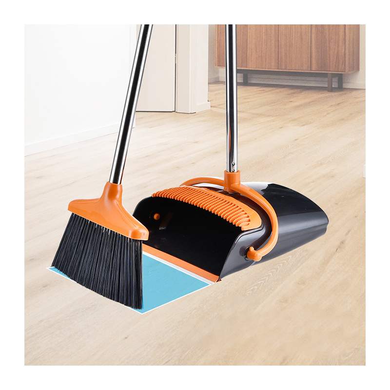 SHOGOLE Wholesale Indoor Garbage Scoop Brush Dust Clean Long Handle Floor Squeegee Brooms Dustpans Set Broom and Dustpan