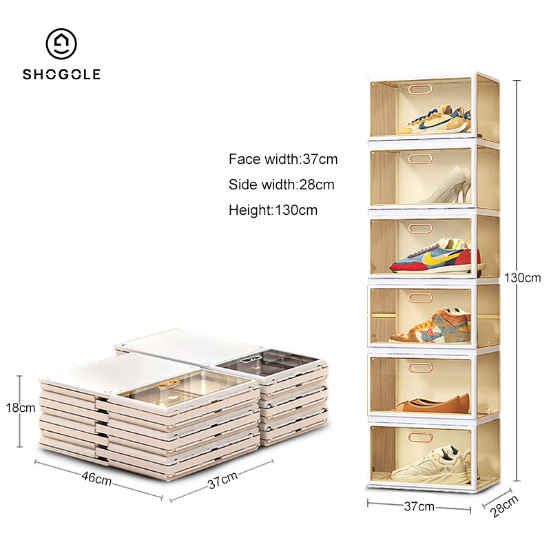 Convenient High Quality Foldable Sneaker Box Storage Drawers Plastic Shoe Collapsible Storage Boxes & Bins