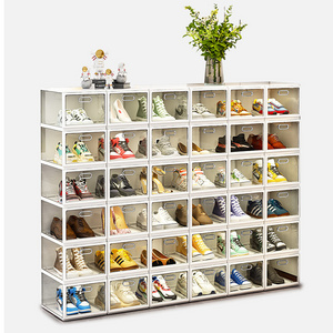 China Wholesale Collapsible Storage Box With Lid Plastic Storage Container Large Clear Folding Shoe Organizer Storage Box