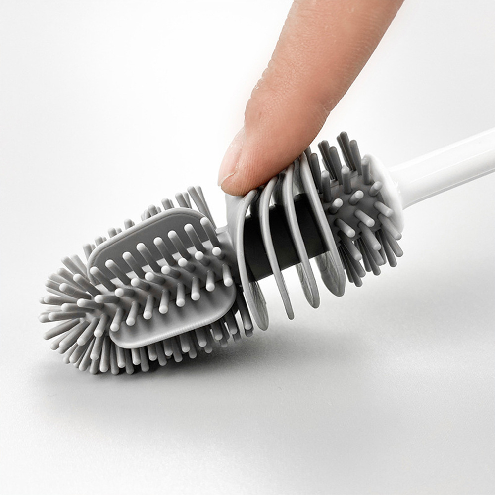 Silicone Cup Bottle Cleaning Brush Set Microfiber Kitchen Glass Milk Gaps Bristles Long Handle Cleaning Water Baby Bottle Brush