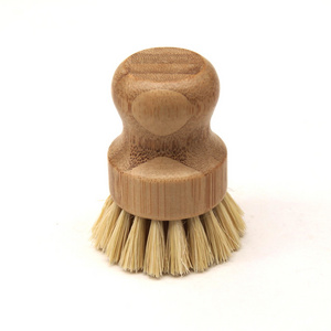 Palm Pot Brush Eco-Friendly Zero Waster Bamboo Round 3 Packs Mini Dish Brush Natural Scrub Brush Durable Scrubber Cleaning Kit