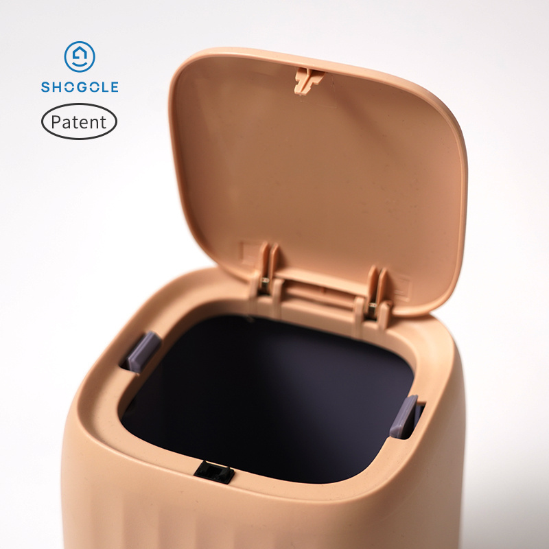 Shogole step trash can mini small slim waterproof press with lid household small small trash can table mini garbage basket