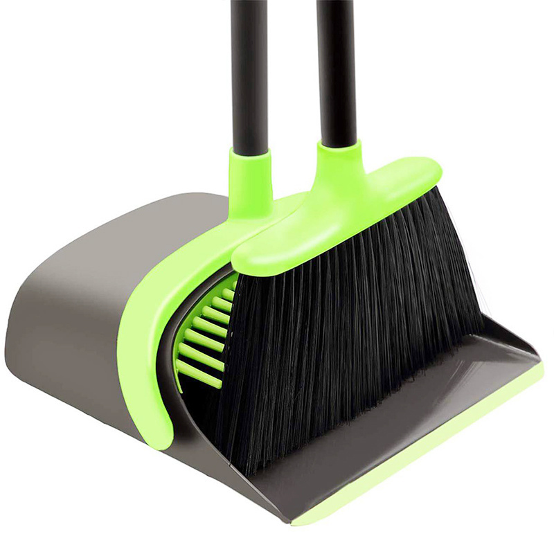 SHOGOLE Wholesale Indoor Garbage Scoop Brush Dust Clean Long Handle Floor Squeegee Brooms Dustpans Set Broom and Dustpan