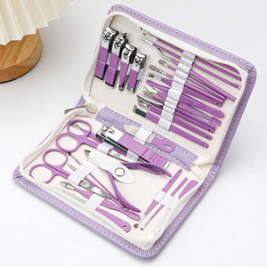 New 30pcs Pink Manicure Set Stainless Steel Women Professional Nail Clippers Kit Logo Pedicure Care Tools