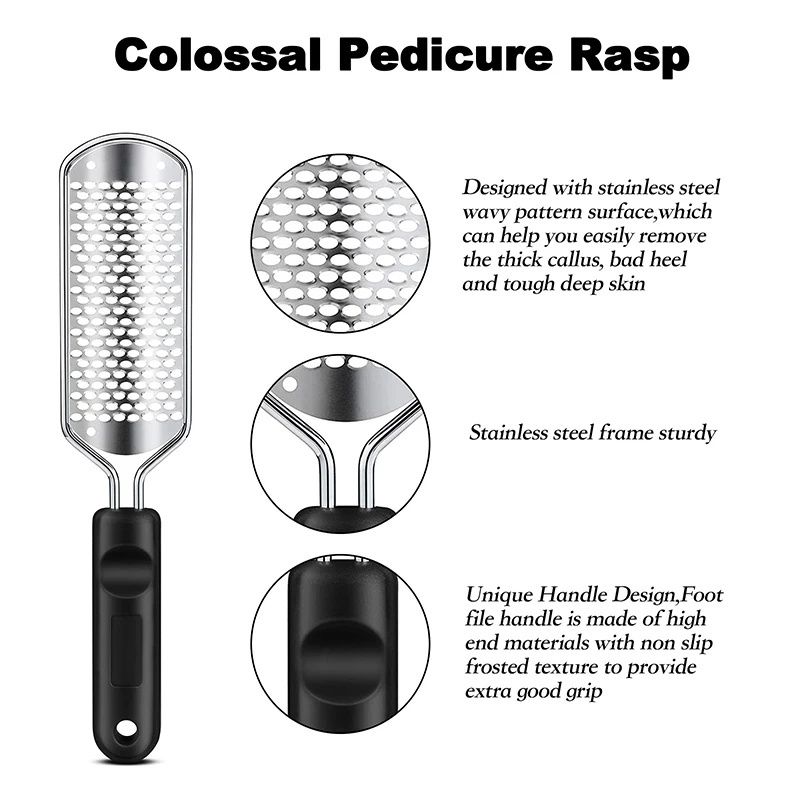 Colossal Foot File 304 Stainless Steel Scrubber Pedicure Callus Remover Foot Scraper Corns Callous Removers Dead Skin Remover