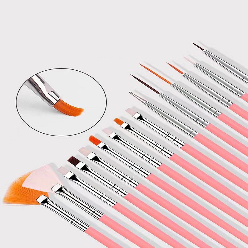 15Pcs Nail Brush Professional Nail Liner Detailer Brush Kits for Nail Polish Painting Art Tools Supplies