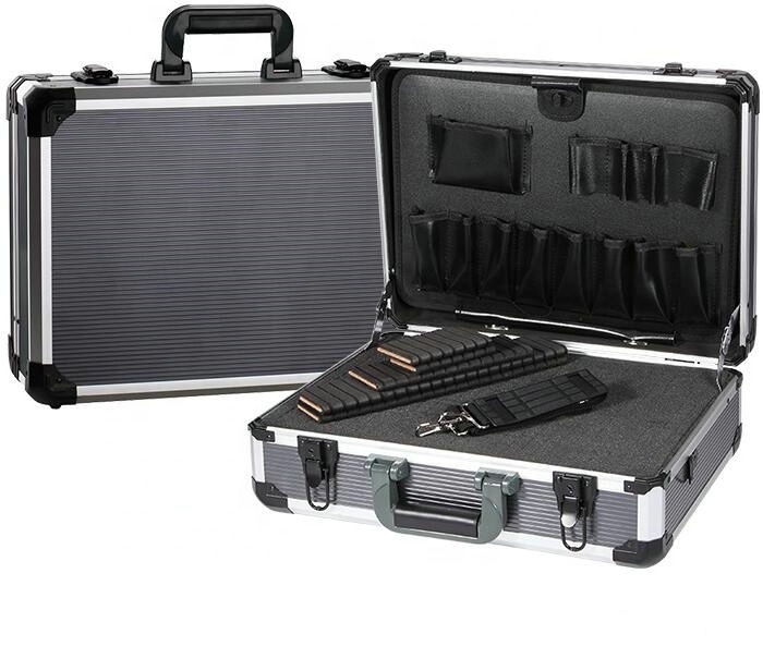 Professional OEM portable aluminum tool case with dividers and cube foam