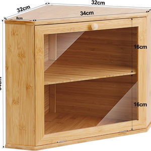 Large Capacity Two Layer Bamboo Bread Holder Food Storage Bin for Kitchen Counter Corner Bread Box