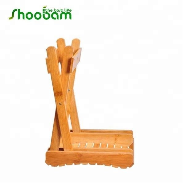 Natural Bamboo Folding Stool For Shaving Shower Foot Rest