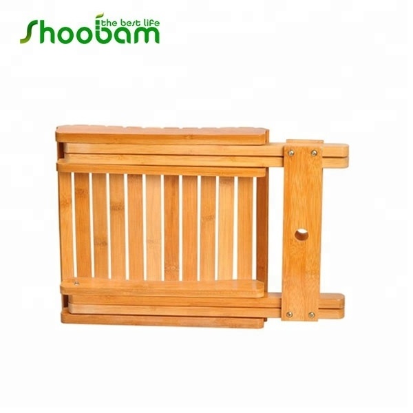 Natural Bamboo Folding Stool For Shaving Shower Foot Rest