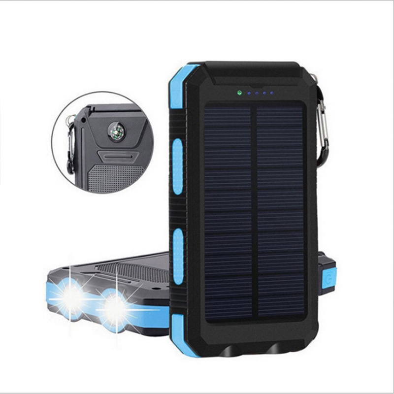 20000 Mah Waterproof Security Portable Charger Solar Panel Dual Usb Strong Led Light Power Bank