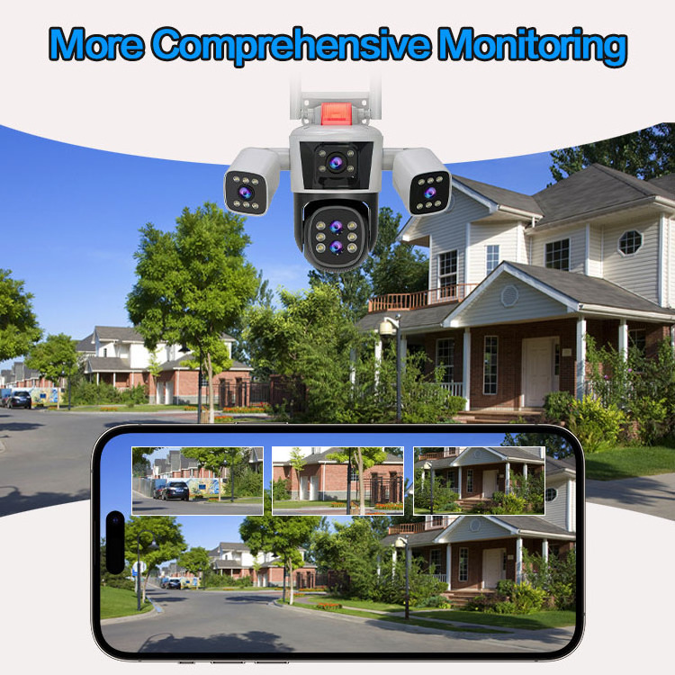 2024 IPC360 Home 16MP Five lens Four Screen 10x Zoom Wireless WiFi Camera Diy Home Security Wifi Panorama Cctv Ip Cameras 8k