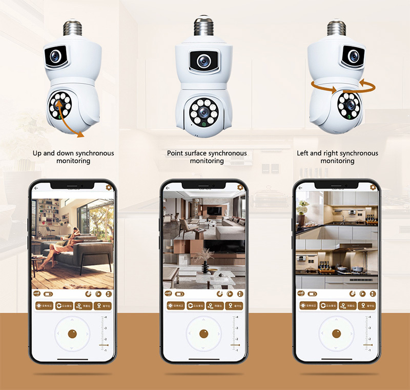 360 Panoramic Dual Lens Bulb Camera E27 Lightbulb V380 Night Vision 4mp Wireless WIFI Security Network Camera