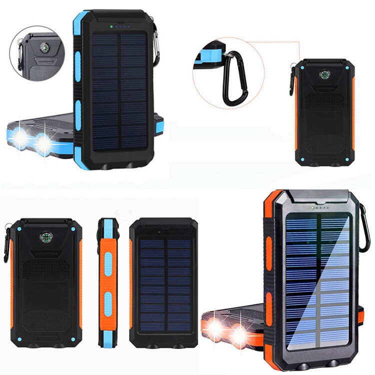 20000 Mah Waterproof Security Portable Charger Solar Panel Dual Usb Strong Led Light Power Bank