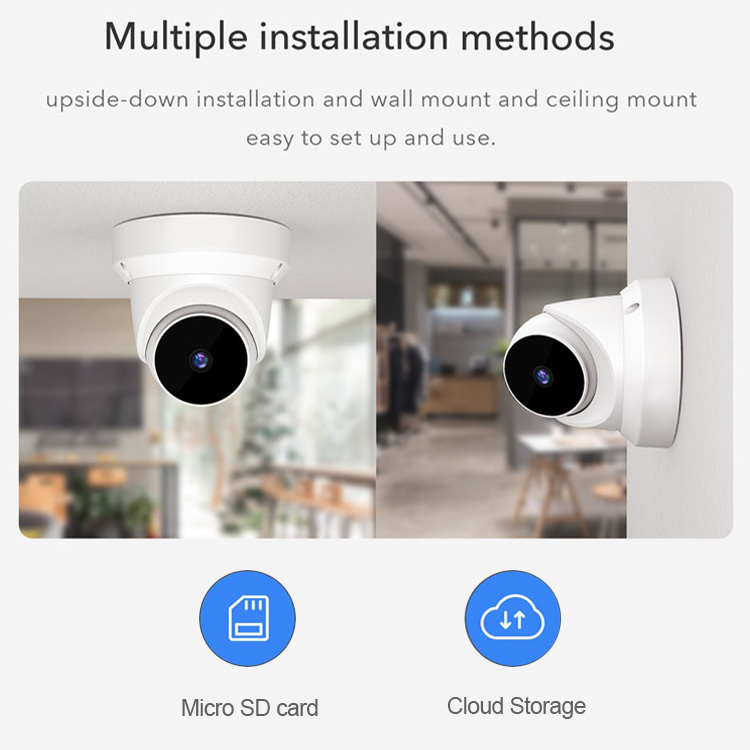 5MP Smart wifi Dome ip camera Home Security CCTV Camera 360 Degree wide angle eyeball cameras for elevator ceiling mount