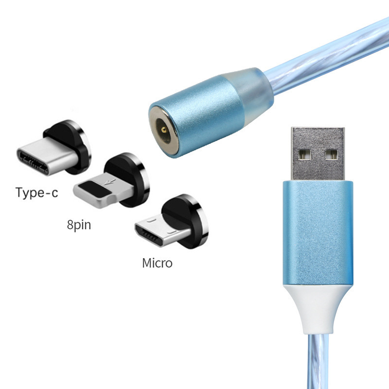 Hot selling data cable  Flowing light Magnetic Charger Cable  magnetic charging USB C cable for IOS/Micro/Type C