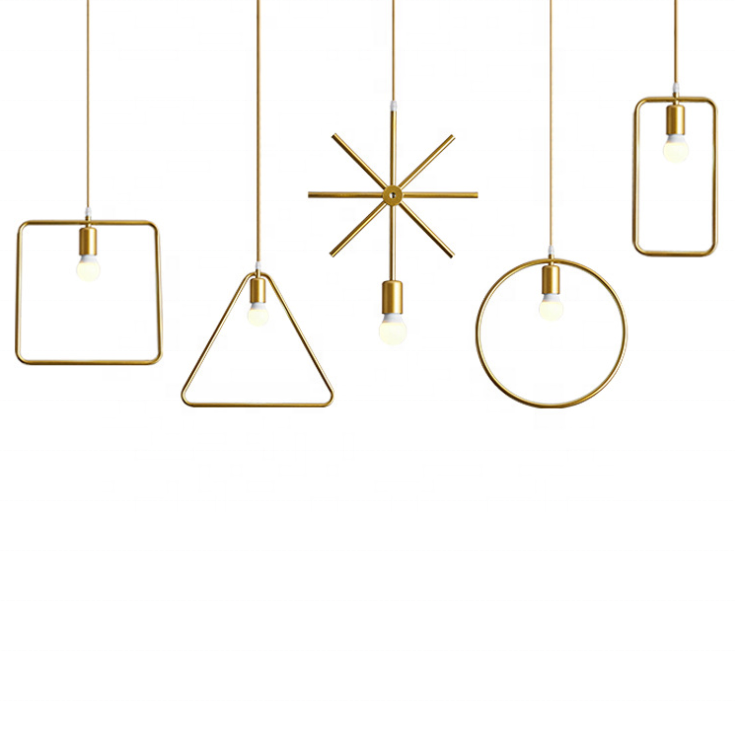 UK Geometric Metal Decor Indoor Hanging Gold Chandelier Light Bulbs Modern Ceiling Lamps 2020 Light Fixtures