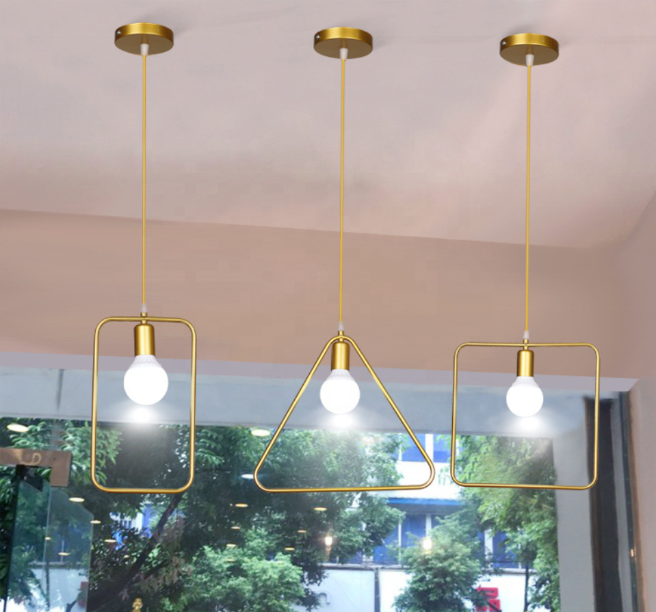 UK Geometric Metal Decor Indoor Hanging Gold Chandelier Light Bulbs Modern Ceiling Lamps 2020 Light Fixtures