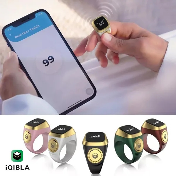 Smart Tasbih Zikr Ring Counter With APP Control with an OLED screen Muslim Zikr ring 5 Prayer Times Notifications