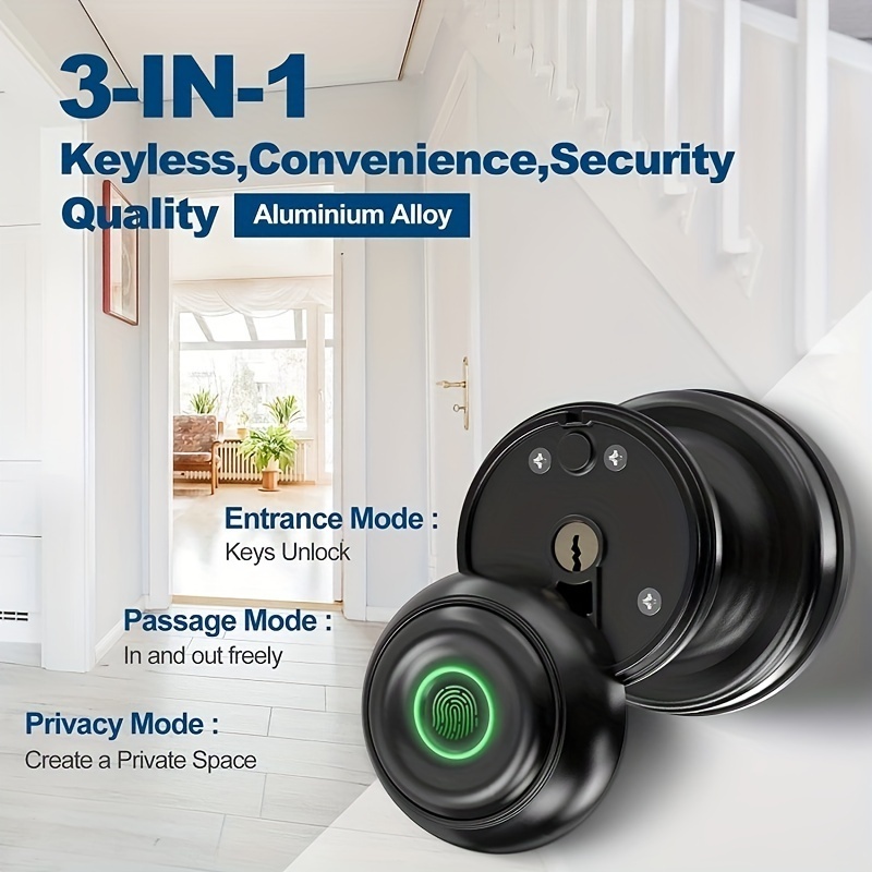 Smart Fingerprint Door Lock Keyless Entry Door Lock,Smart Door knob,Biometric Door Lock Fingerprint Door Knob for Home Cloakroom