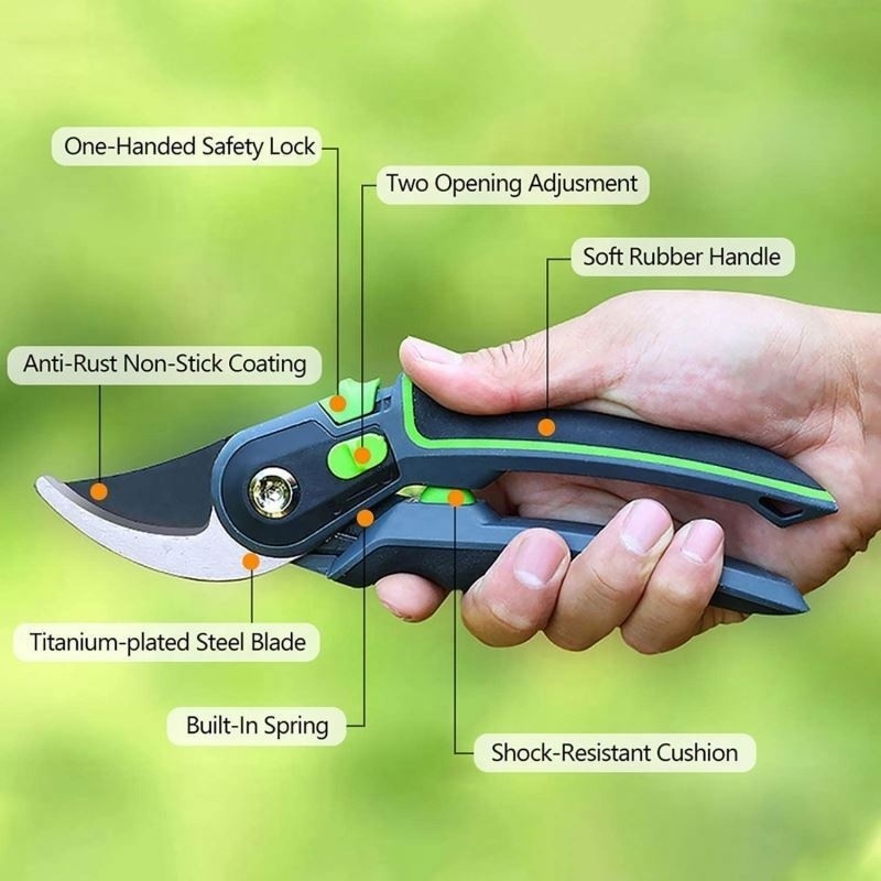 Professional Garden Secateurs Bypass Pruner Flower Scissors Hand Garden Shears