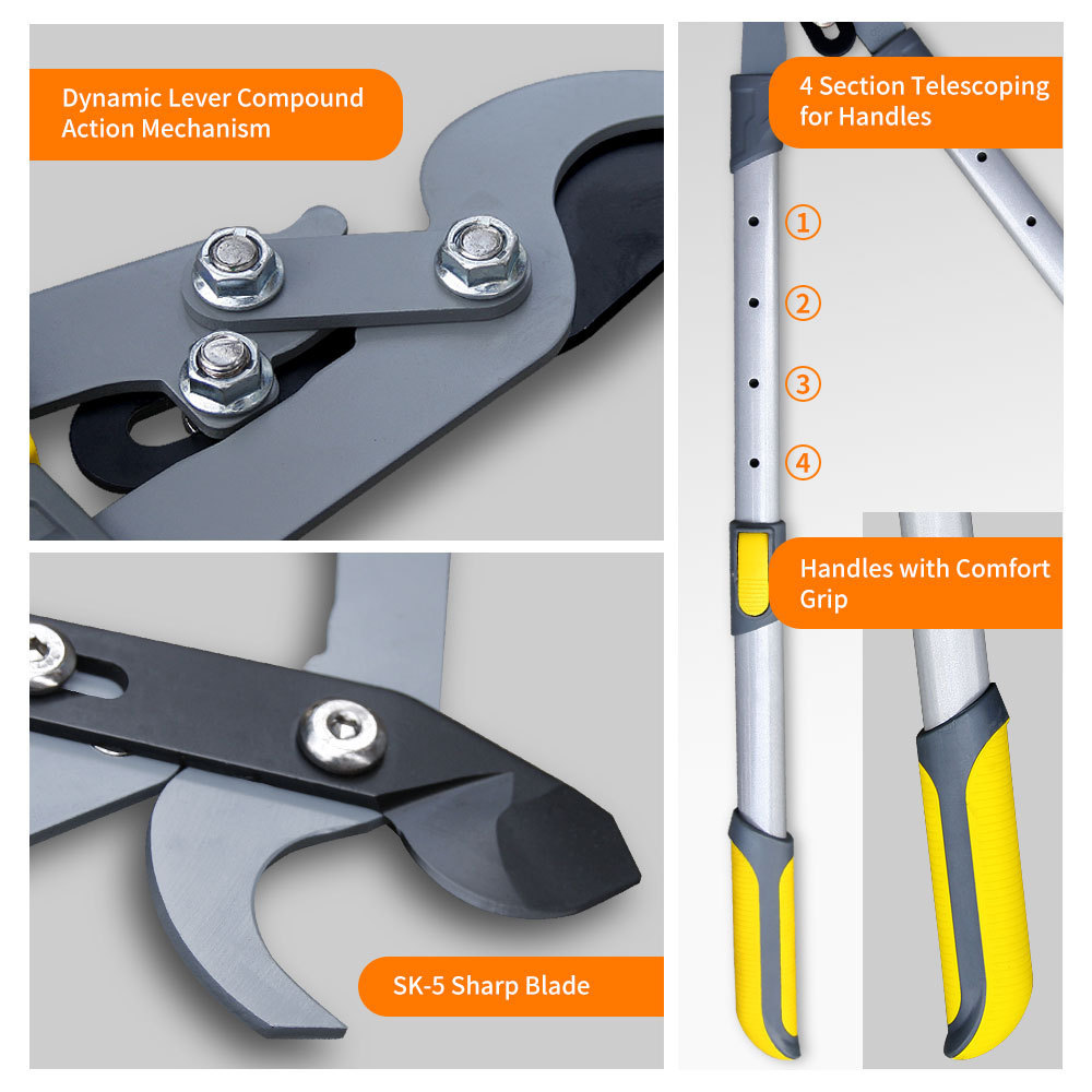 JRF Telescopic Garden Lopper SK5 Blade Pruning Shear Bypass Loppers