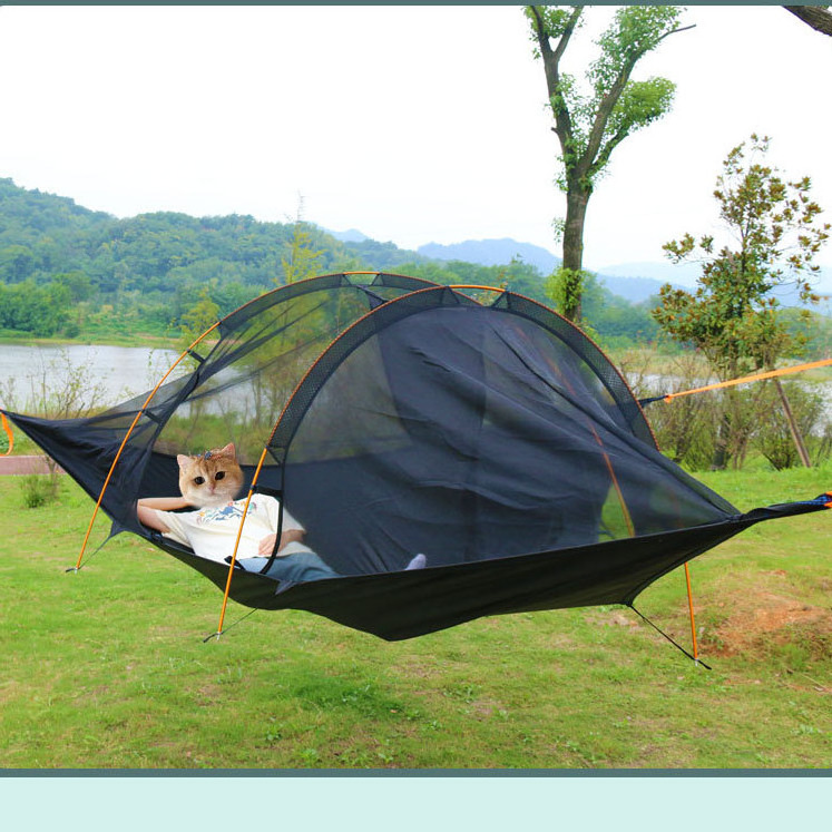 Aerial hanging tree tent outdoor camping multi-person portable rain and shade anti-mosquito camping hammock span