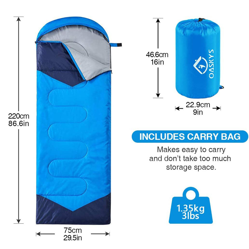 Camping Sleeping Bag - 3 Season Lightweight Waterproof for Adults Kids - Camping Gear Equipment, Traveling, and Outdoors