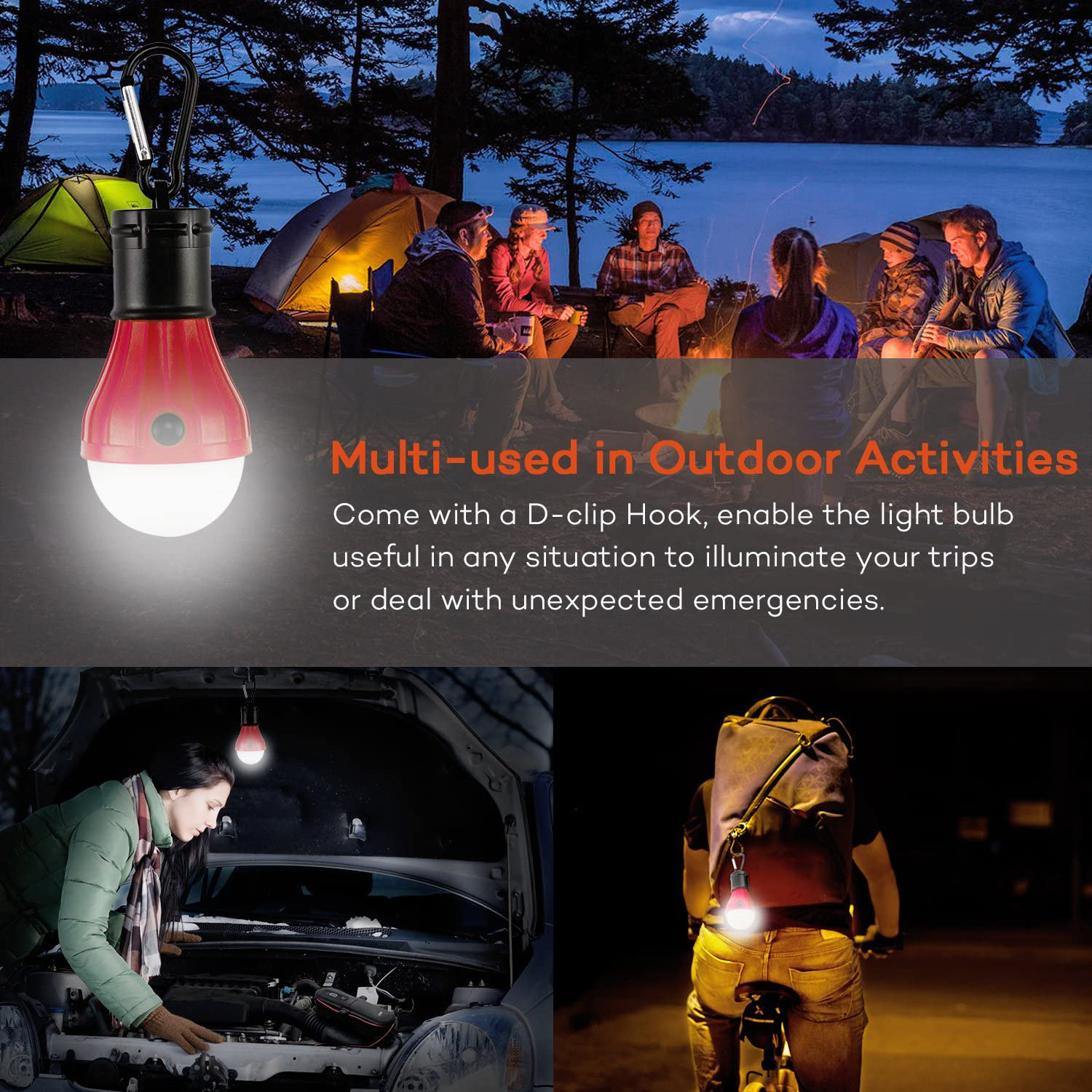 Camping Gear and Equipment,Compact Camping Light Bulbs,LED Portable Hanging Battery Powered Tent Lights for Camping, Hiking