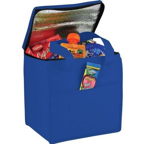 Reusable Food grade Thermal Insulated Cooler Bag Grocery Cool Carry Non Woven Lunch Cooler Beach Bag for Food Delivery