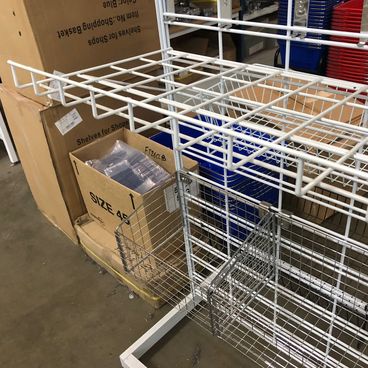 metal wire slat grid hanging square grid mesh shelves for slat wall panel and grid mesh panel in supermarket