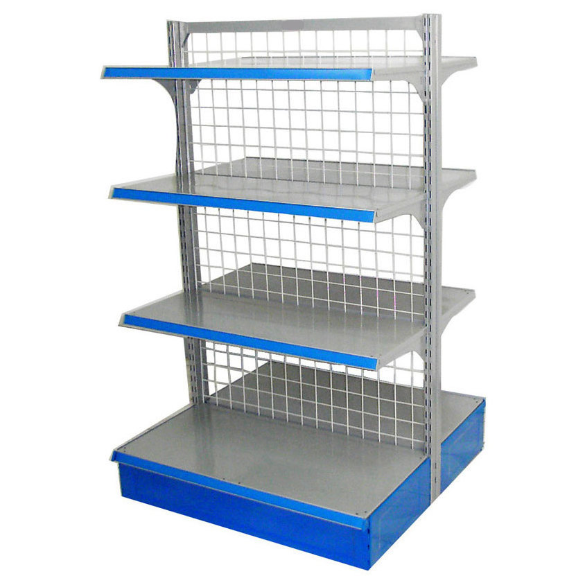 light duty wire grid back panel store shelving to hold prong to promotion